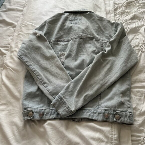 Forever 21 Los Angeles Women's Size Small Button Distressed Denim Jacket - Picture 4 of 10
